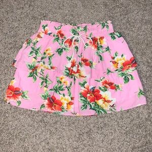 Hollister Pink Floral Mini Skirt